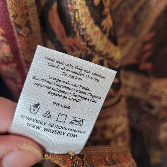 Waverly Paisley Scarf Wrap Shawl 27" X 69" Including Fringe Elegant Gold & Burgu - Picture 8 of 15